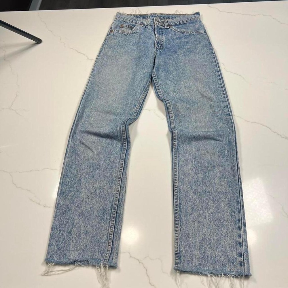 Levis 505 Jeans Mens W29 L32 Orange Tab Made in USA Light Wash Acid Distressed